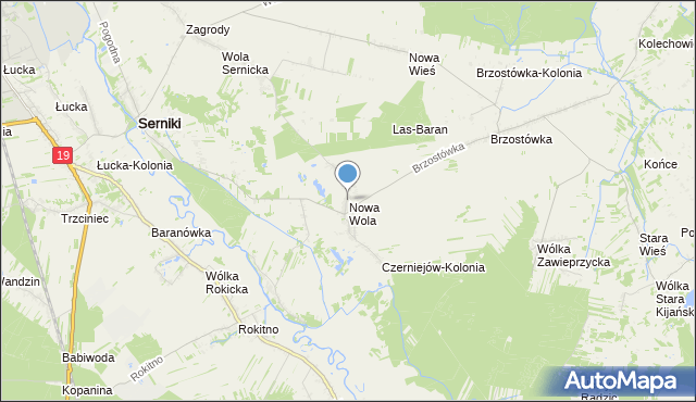 mapa Nowa Wola, Nowa Wola gmina Serniki na mapie Targeo